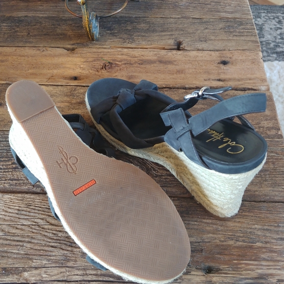 Cole Haan Black Espadrilles Wedge Sandals - Picture 4 of 5